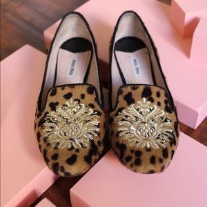 Miu Miu 🐆 Leopard Pony Hair Flats Size 38 / 8